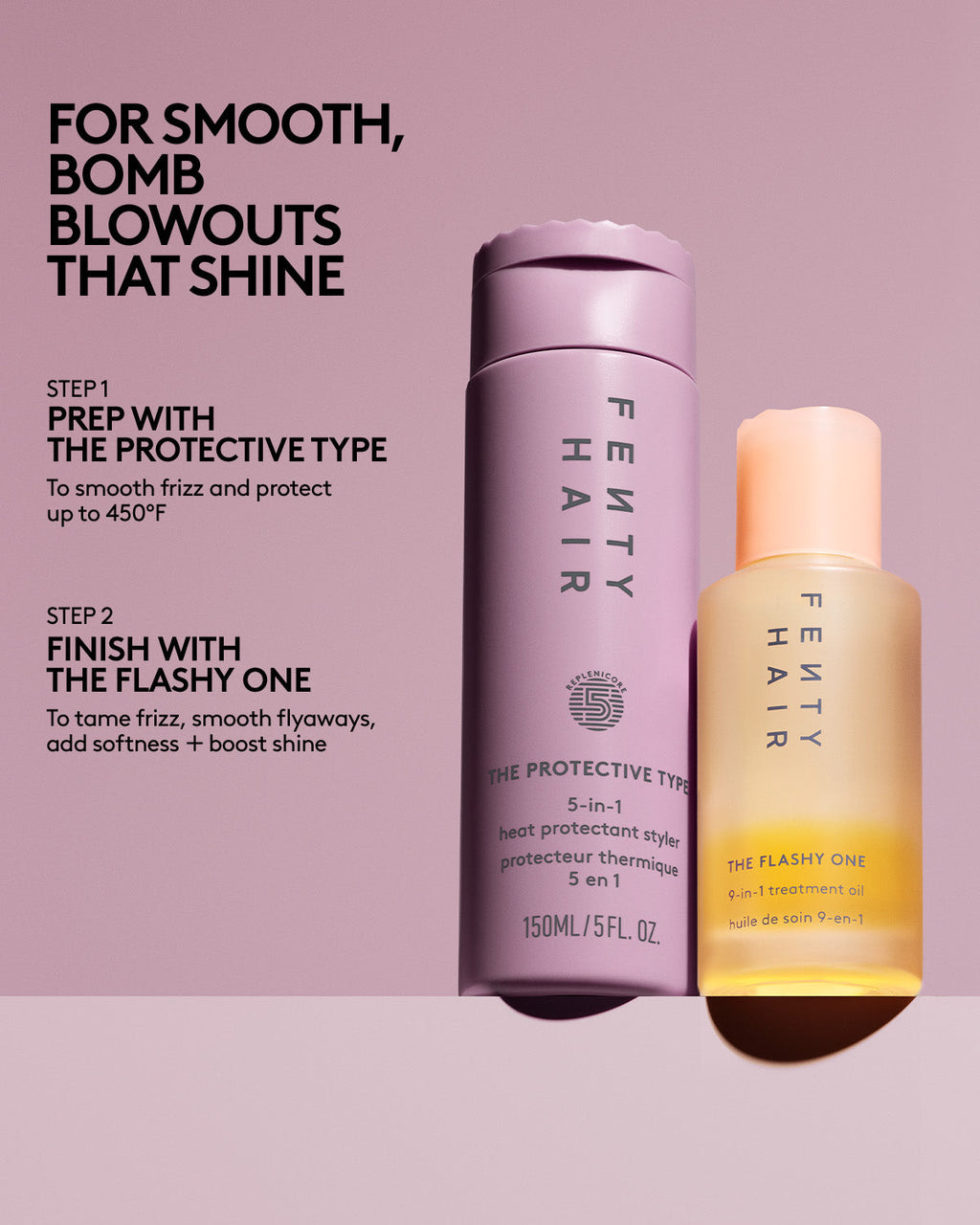 Heat Stylers Bundle: The Protective Type Heat Protectant Styling Cream + The Flashy One Hair Treatment Oil