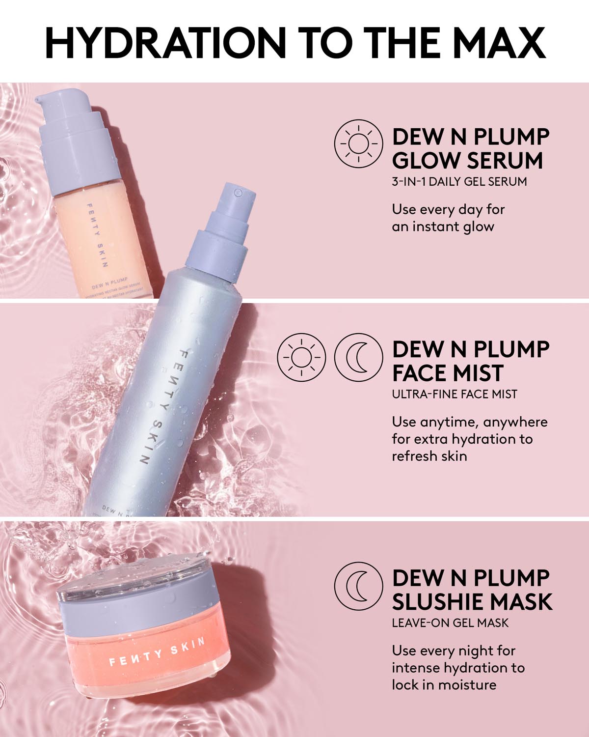 Dew N Plump Trio: Dew N Plump Face Mist. Serum + Slushie Mask